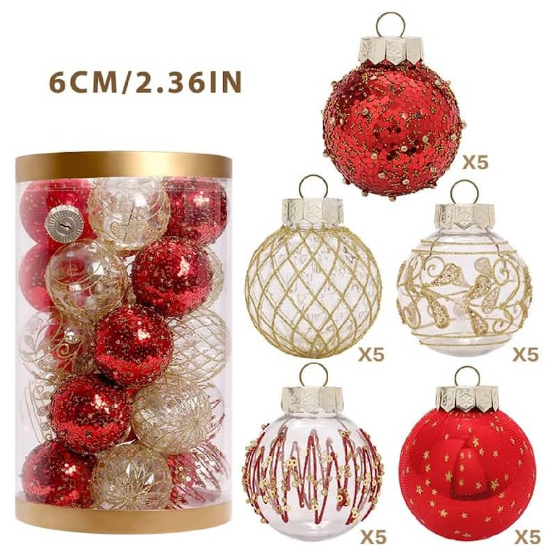 25 Pcs Christmas Decoration Ball Ornaments Set for Holiday Party Wedding - N/A