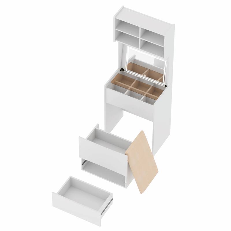Dressing Table with LED Illuminated Mirror and Storage