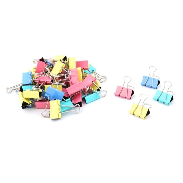 15 Pcs Office Files Documents Metal Black Binder Clips 25mm Width
