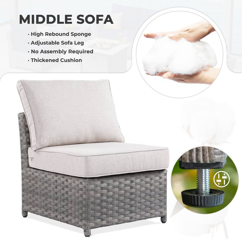 HOOOWOOO 12-piece Wicker Outdoor Sectional Sofa Set with Coffee Table
