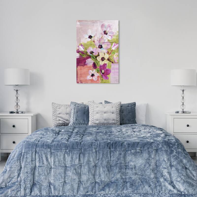 Wynwood Studio Canvas Floral and Botanical Lilac Floral Bouquet Purple and Lime Farmhouse Wall Art Canvas Print - 36 x 24