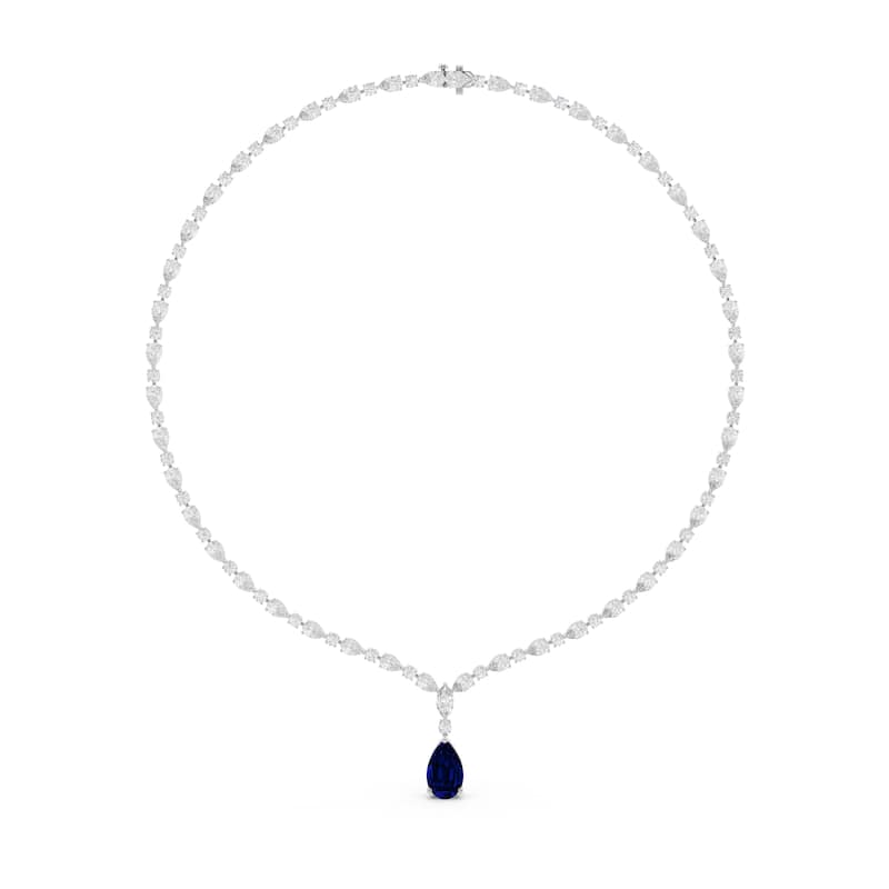 Auriya 14K Gold Lab Grown Alternating Diamond Lined Pear Drop Necklace 16 7/8 ct. tw. (F-G VS)