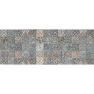 2' X 5' Brown And Gray Mosaic Tile Printed Vinyl Area Rug with UV ...