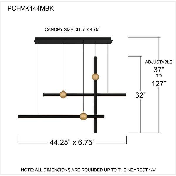 Harvick Integrated LED Matte Black Linear Chandelier
