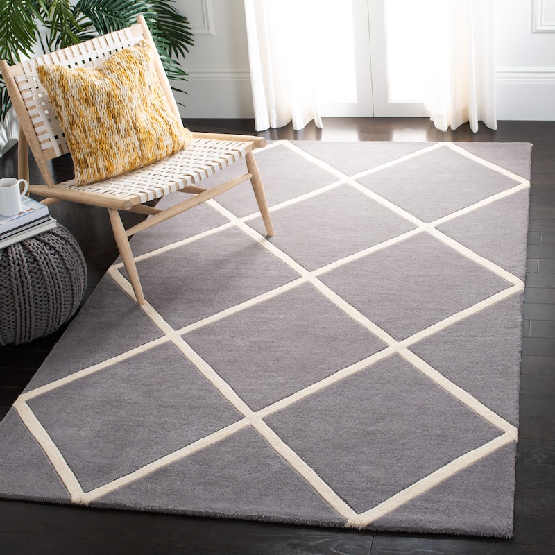 SAFAVIEH, Handmade Chatham Ezzelina Modern Moroccan Wool Rug - 8' x 10' - Dark Grey/Ivory