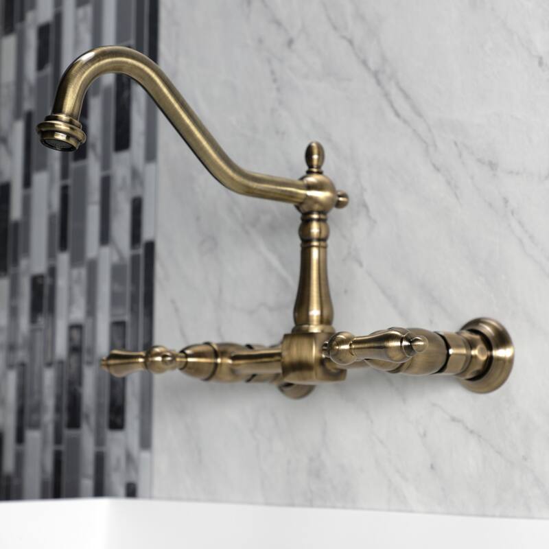 Kingston Brass Heritage Two-Handle Wall Mount Kitchen Faucet