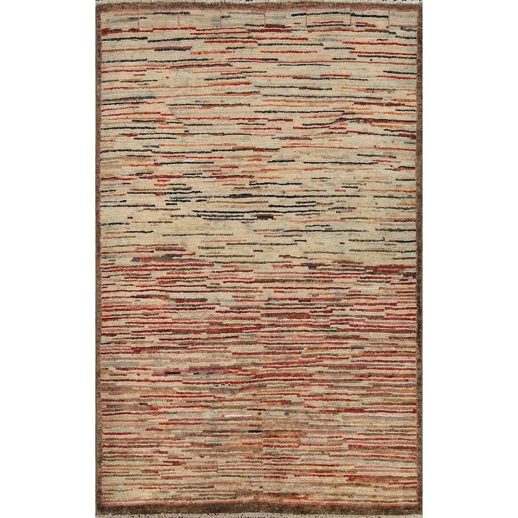 Modern Gabbeh Kashkoli Oriental Kitchen Area Rug Wool Hand-knotted - 3'2" x 4'7"