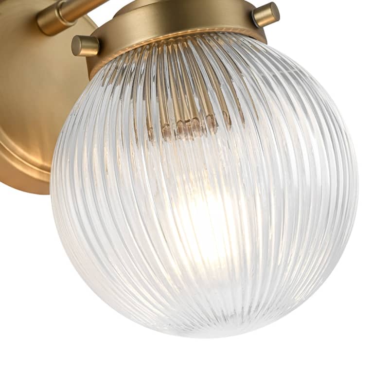 6.3''W 1-Light Brushed Brass Ribbed Glass Single Globe Wall Sconce - Brushed Brass