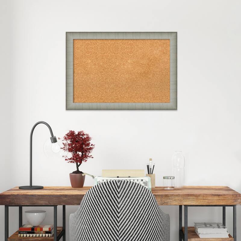 Elegant Brushed Narrow Framed Natural Corkboard Bulletin Board