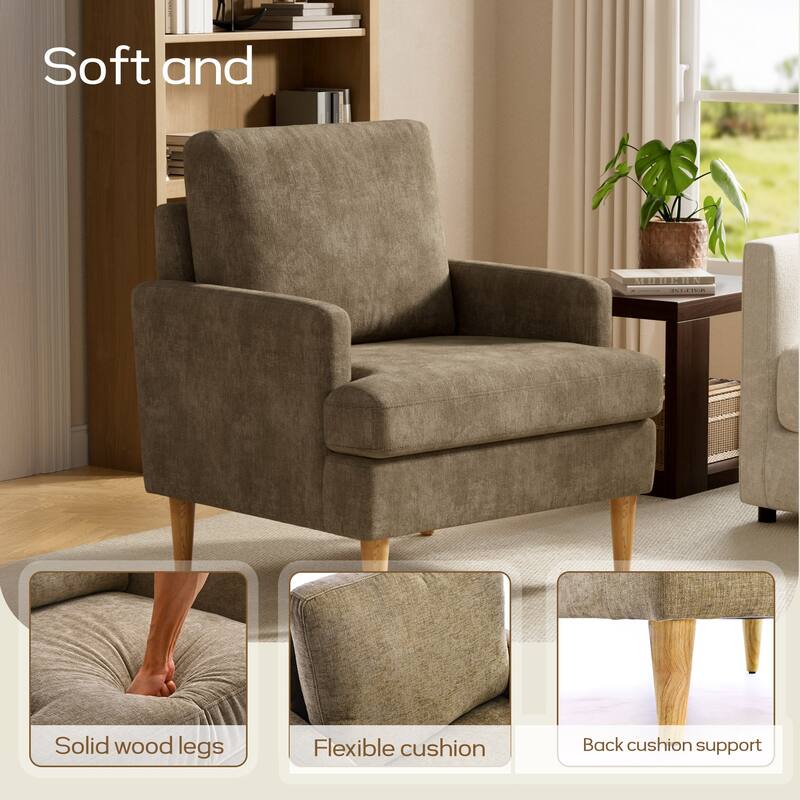 set of 1 Accent Chair for Bedroom Living Room with Wood Legs