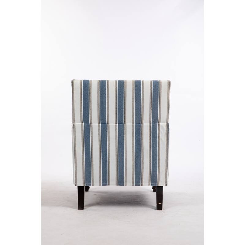 Linen Upholstered Mid Century Wood Frame Accent Chair with Nailhead for Living Room