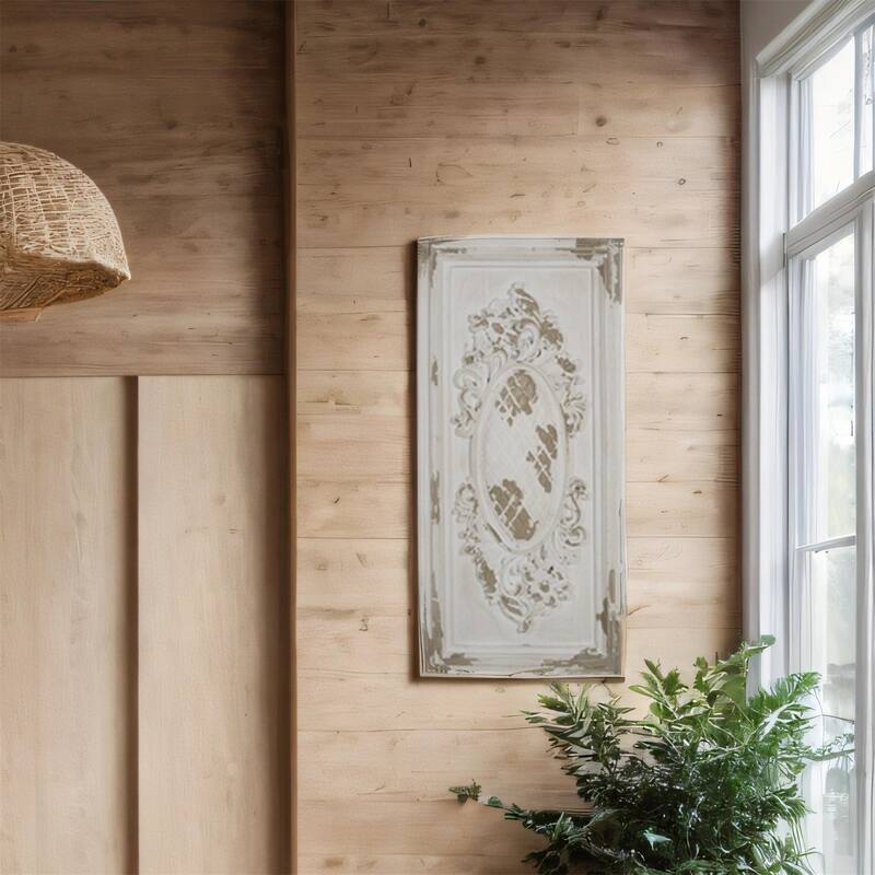 Modern 18.1" x 39.4" Rectangle Wall Art Panel in White