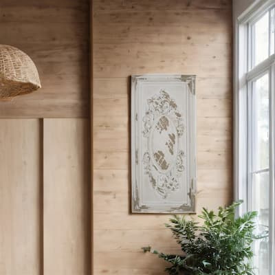 Modern 18.1" x 39.4" Rectangle Wall Art Panel in White