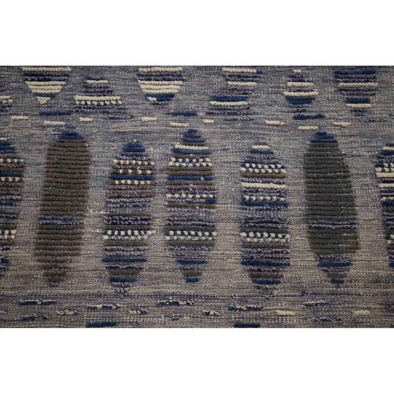 Blue Moroccan Palace Size Area Rug Handmade Wool Carpet - 14'9"x 18'0"