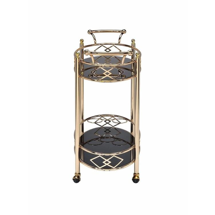 Serving Cart with 5mm Black Tempered Glass Shelves