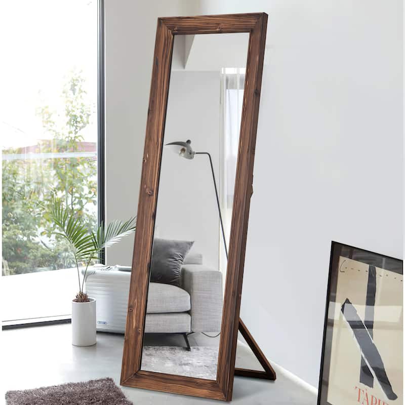 Wood Bedroom Dressing Full-length Mirror with Standing