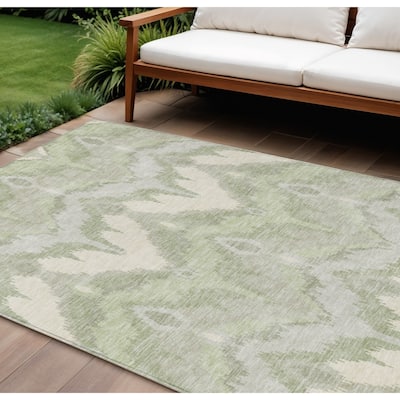 HomeRoots Ikat Transitional Rectangle Outdoor Rug