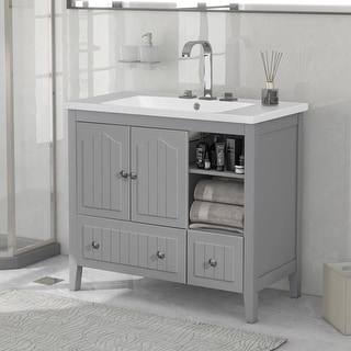 Bathroom Storage Cabinet with Two Doors and Drawers - Bed Bath & Beyond ...