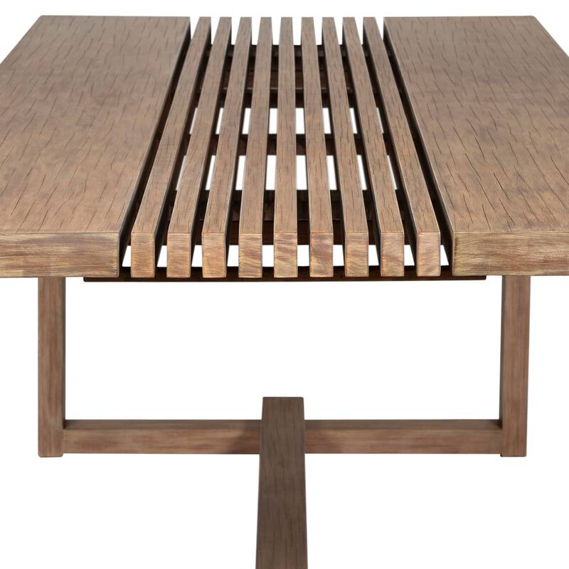 Vivid Outdoor Patio 7 Piece Dining Set in Eucalyptus Wood with Olefin Cushions