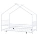 preview thumbnail 42 of 52, Metal House Bed with Twin Size Trundle, Twin/Full Size Playhouse Bed Montessori Bed with Roof Design for Kids Bedroom
