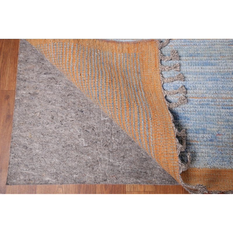 Blue Moroccan Large Oriental Area Rug Hand-Knotted Wool Carpet - 10'1" x 14'7"