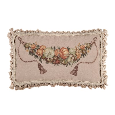 Pumpkins & Fruit Petit Point Fall Pillow