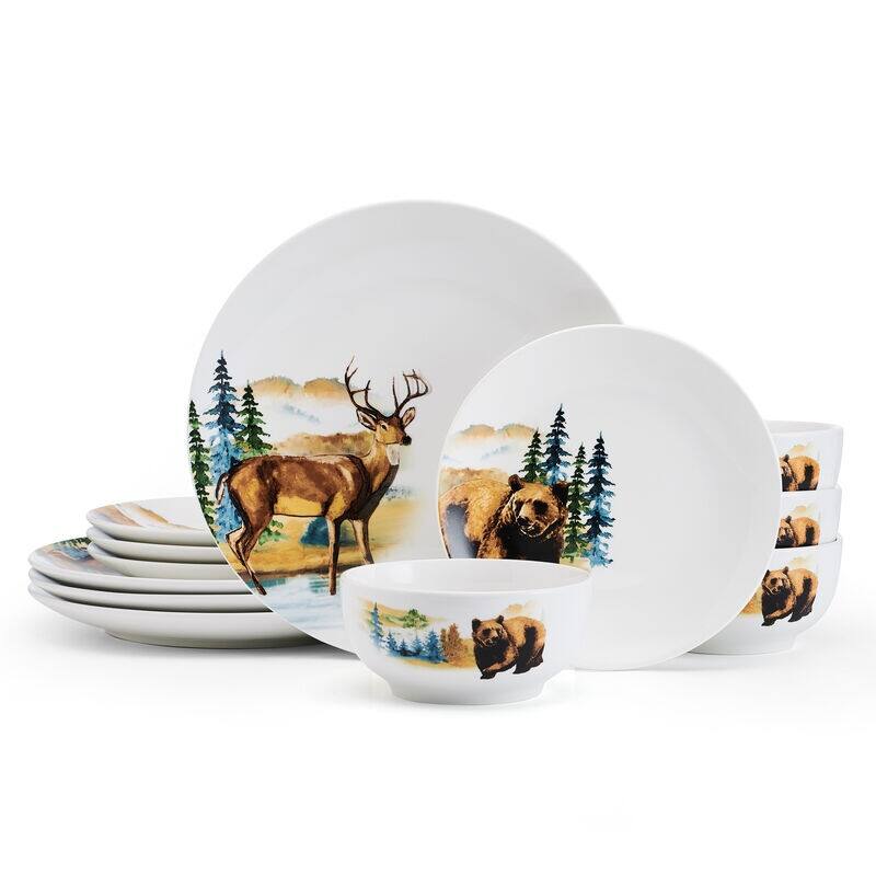 Studio Nova Woodland Animals 12-Piece Dinnerware Set, Service for 4