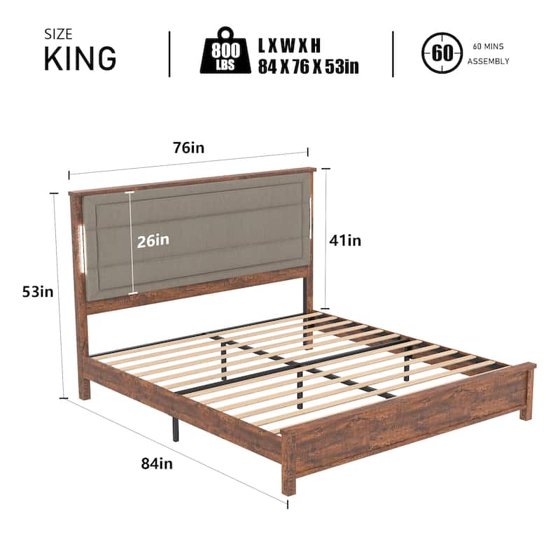 Linen Queen Size Bed Frame