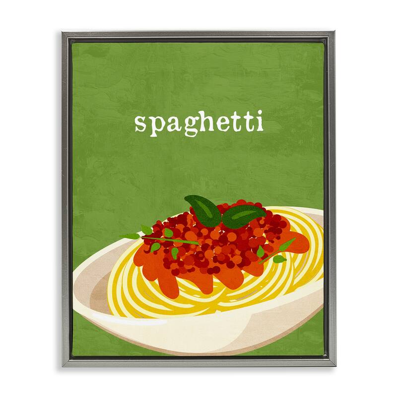 Stupell Spaghetti Italian Cuisine Framed Floater Canvas Wall Art Design By Kim Allen - 25 x 31 - Grey