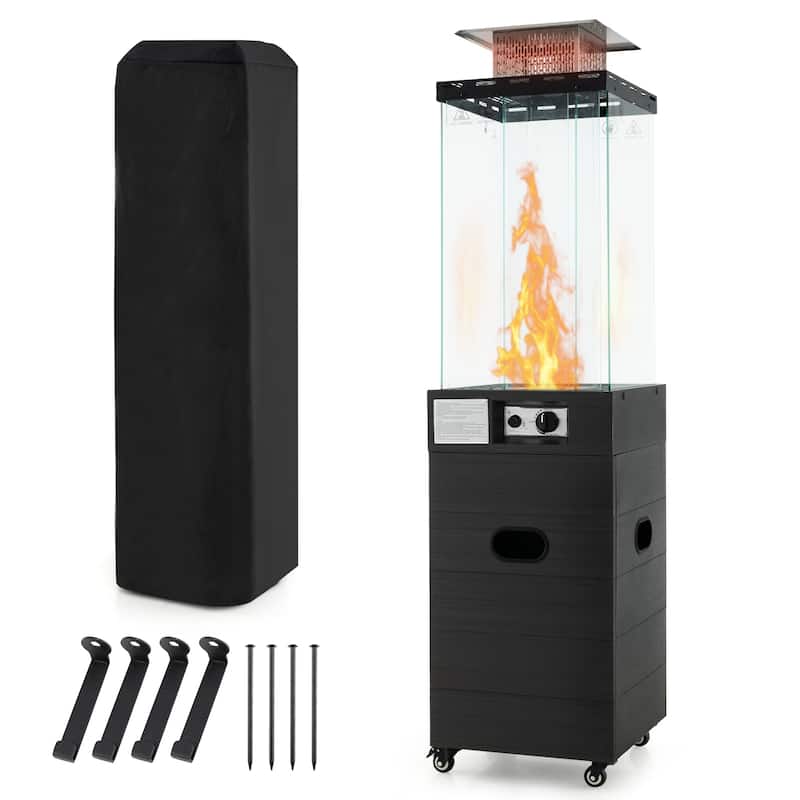 Outdoor Propane Patio Heater 40000 BTU with Wheels and Protective Cover - 17" x 17" x 68"