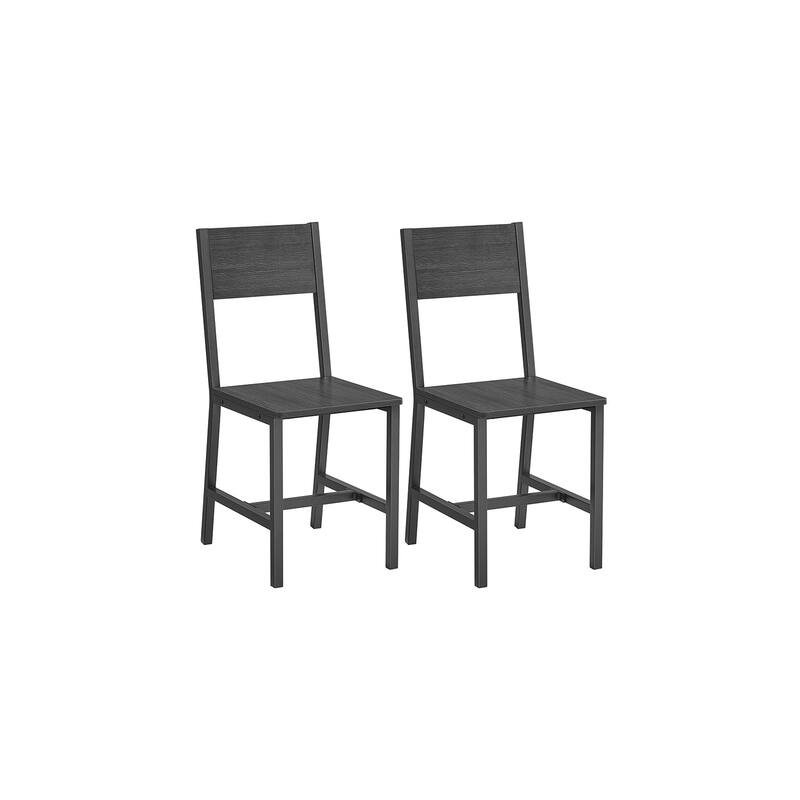 Wood Dining Chair, Rustic Wooden Chairs with Metal Steel Frame
