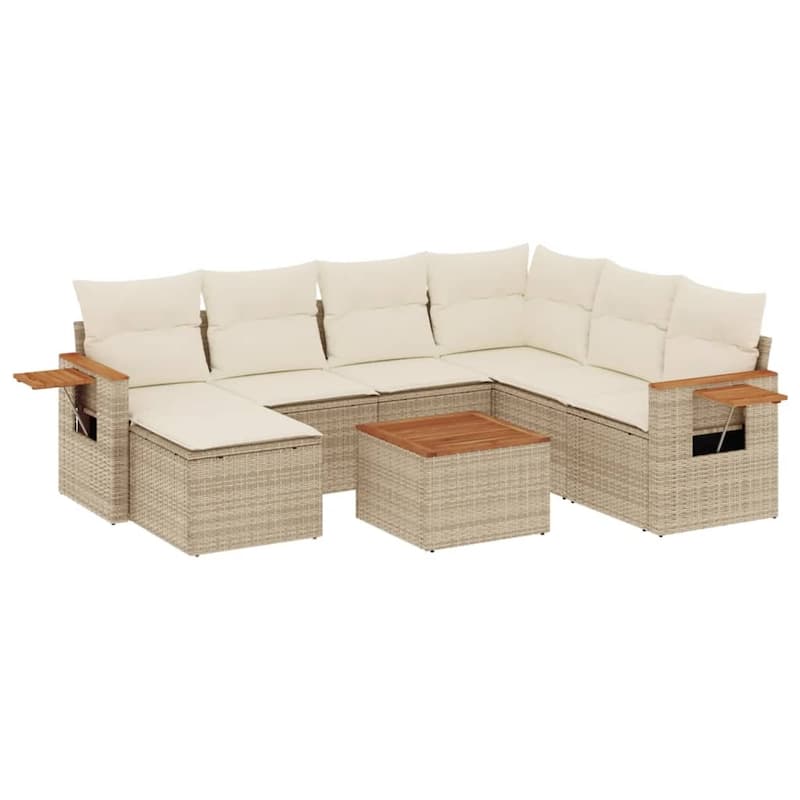 vidaXL Patio Sofa Set with Cushions Outdoor Conversation Furniture Poly Rattan - 21.7 x 21.7 x 14.6 in