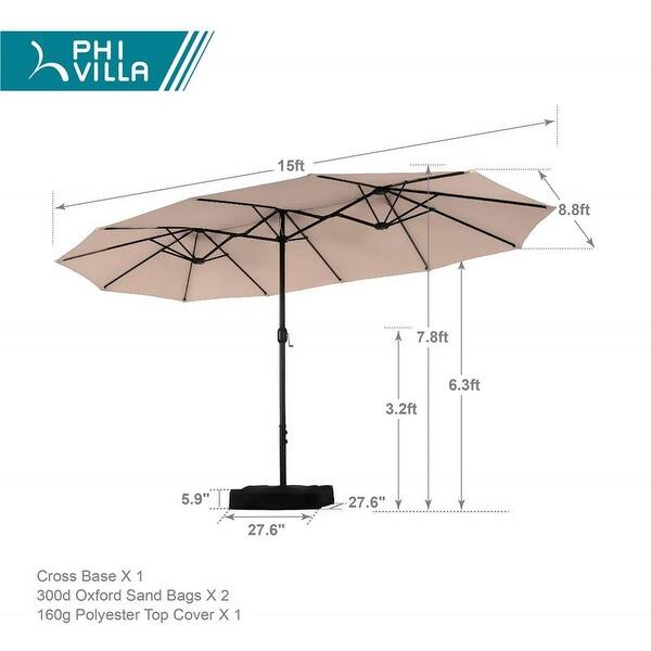 Shop Black Friday Deals On Phi Villa 15ft Patio Umbrella Double Sided Outdoor Market Twin Umbrella Overstock 31058332