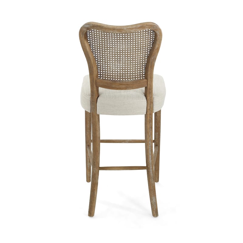 Roomfitters Rattan Back Counter Height Chair Set of 2, Rustic Farmhouse Style Seating, Natural