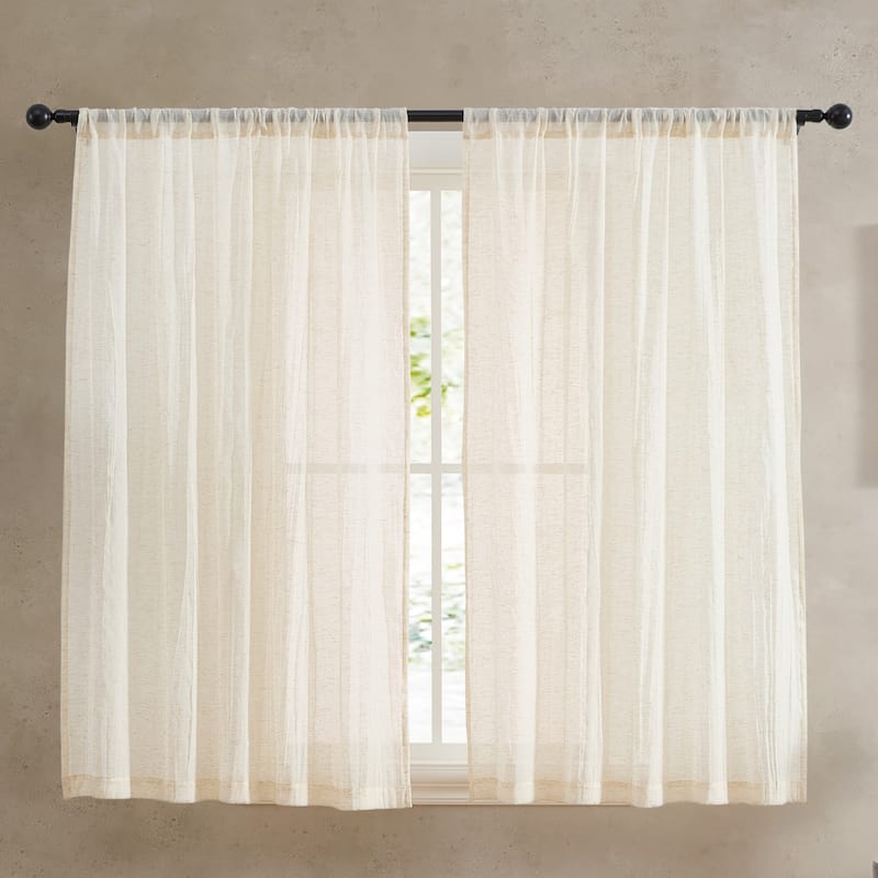 French Connection Charter Crushed Rod Pocket Window Curtain Pair - 50" x 63" - Natural