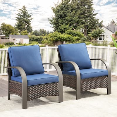 Gymojoy Industrial Style Outdoor Wicker Patio Chairs Set of 2