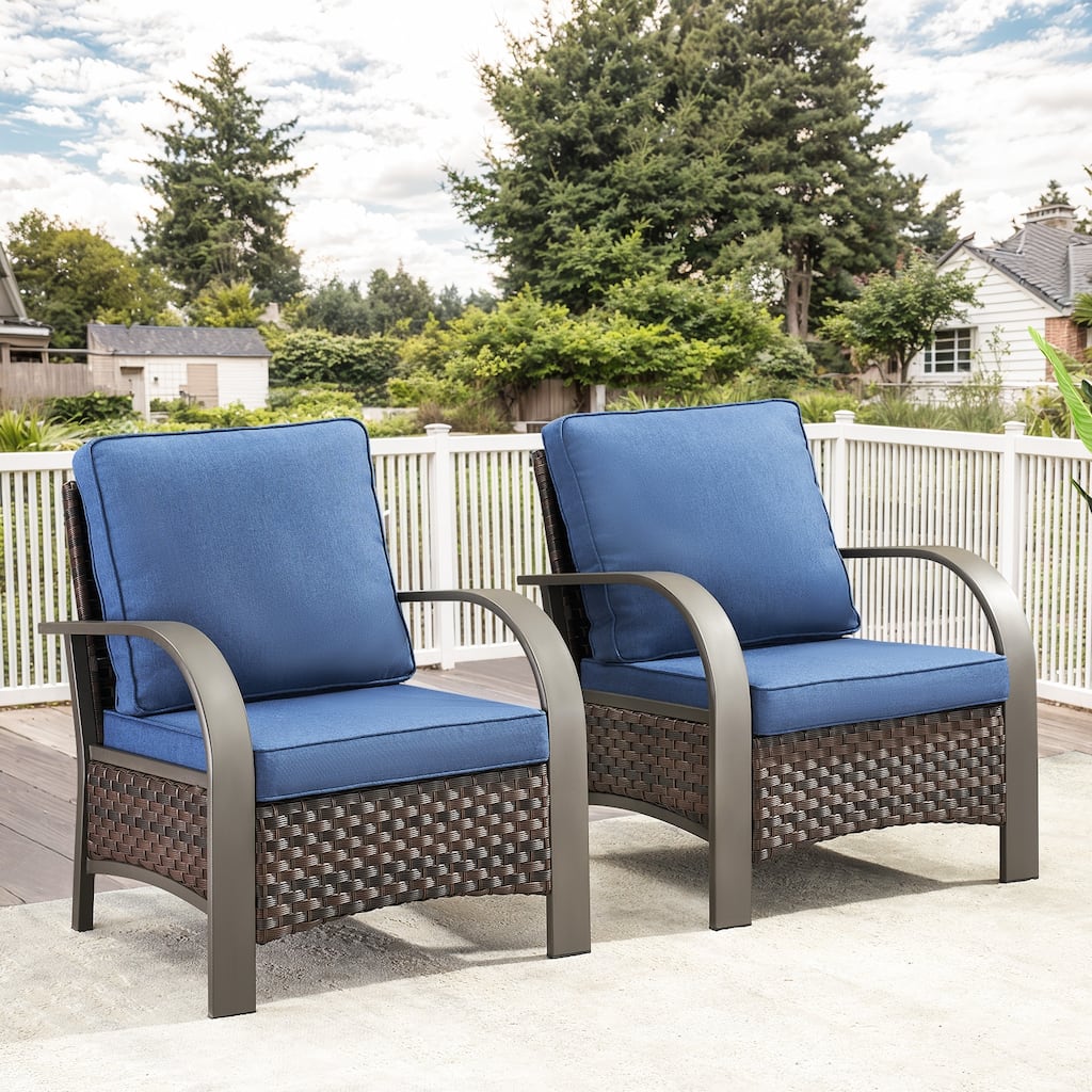 Gymojoy Industrial Style Outdoor Wicker Patio Chairs Set of 2