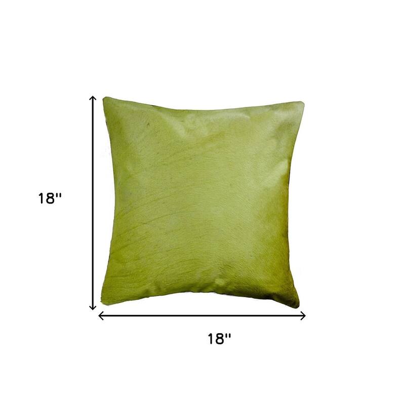 18" Lime Green Cowhide Throw Pillow