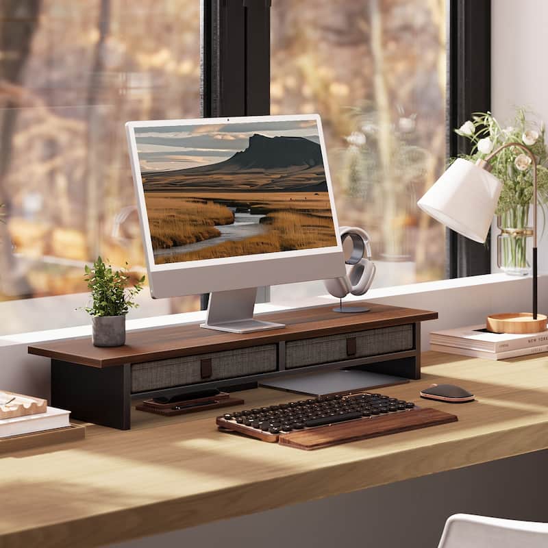 Fenge Dual Monitor Stand, 2 Tiers Monitor Riser for Desk