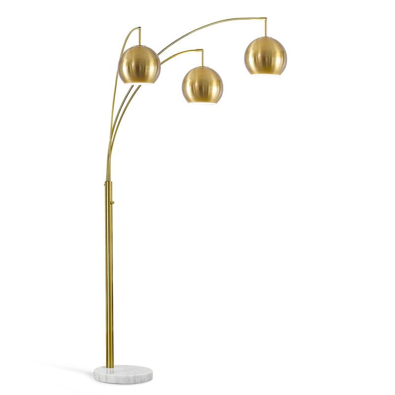 Metro 84"H Metal Globe 3 Lights LED Dimmable Arch Floor Lamp with LED Vintage Bulbs