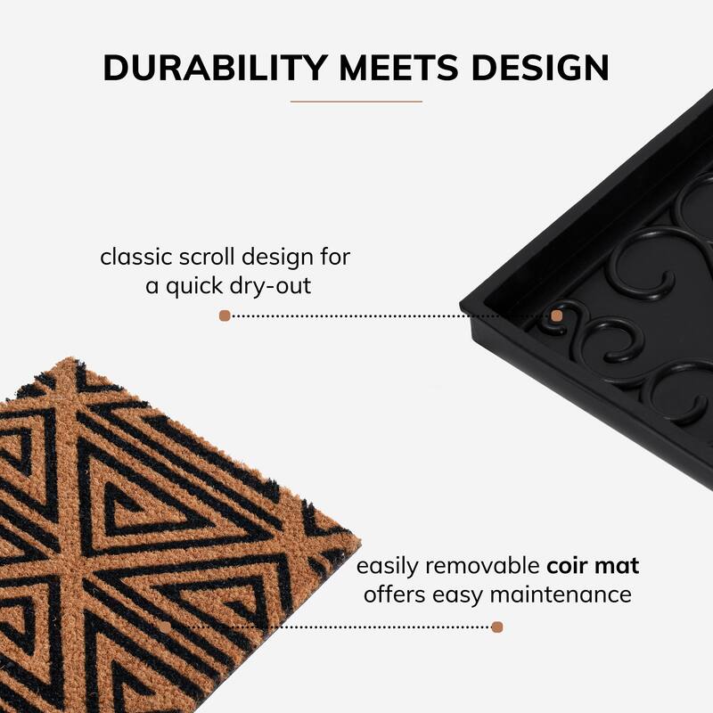 Jani Natural & Recycled Rubber Boot Tray with Tan & Black Tribal Coir Insert