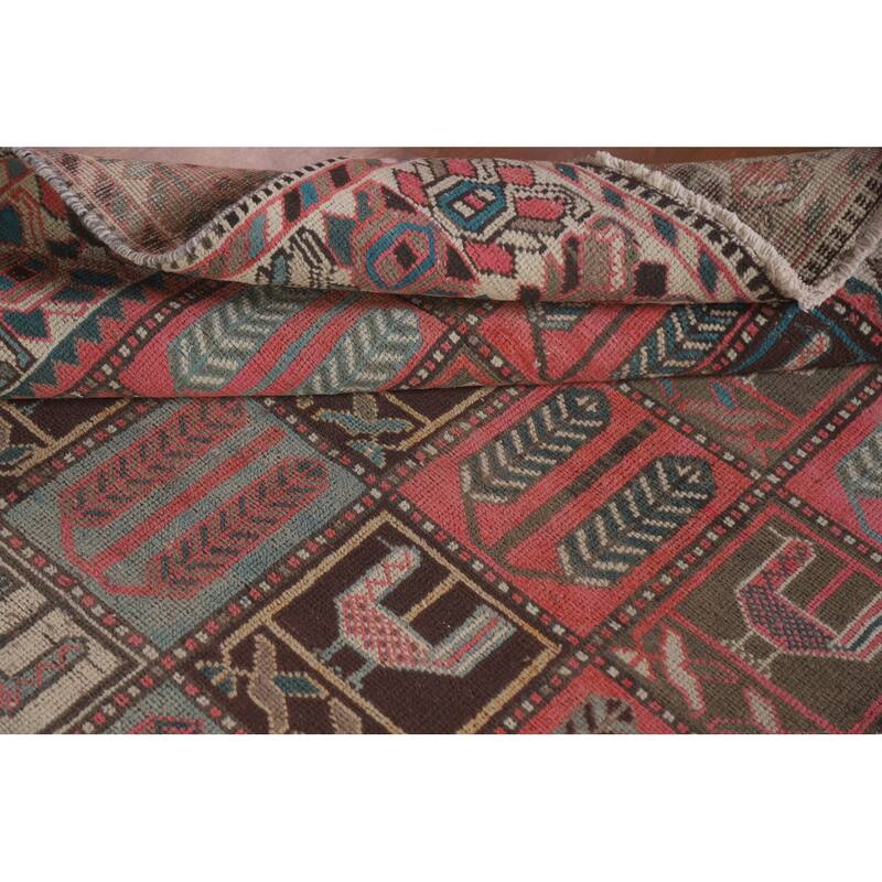 Hand Knotted Oriental 100% Wool Carpet Traditional All-Over Pink Bakhtiari Area Rug - 9' 3'' X 4' 8''