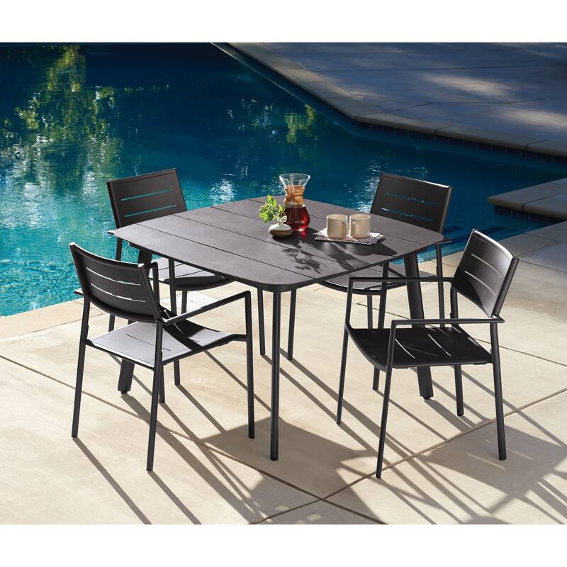 Eila Carbon Aluminum Patio Armchairs Set by Havenside Home - Set of 4
