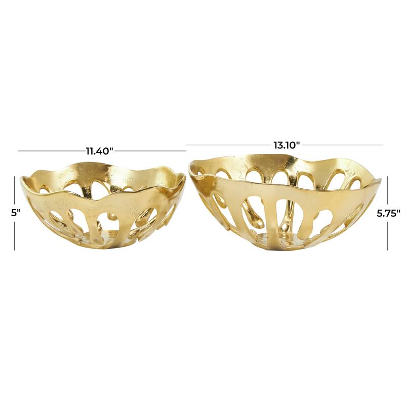 Aluminum Metal Drip Decorative Bowl with Open Frame Design (Set of 2)