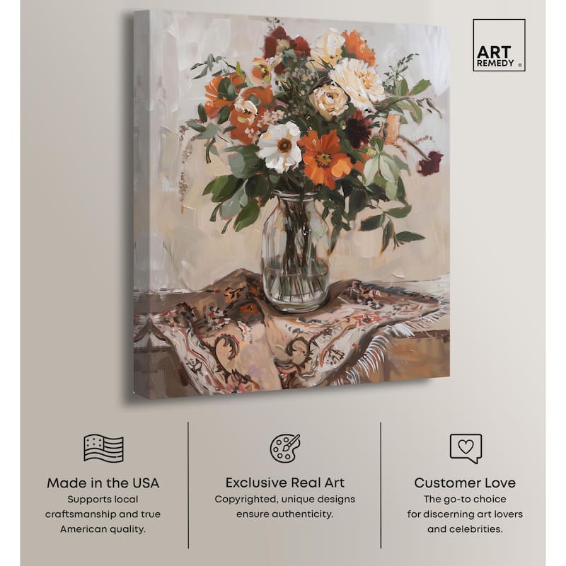 Delicate Glass Vase and Flowers Canvas by Art Remedy, Gallery Wrapped