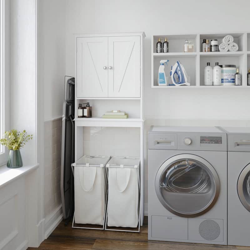 Farmhouse Over the Toilet Cabinet with Shelves and Magnetic Closure Doors