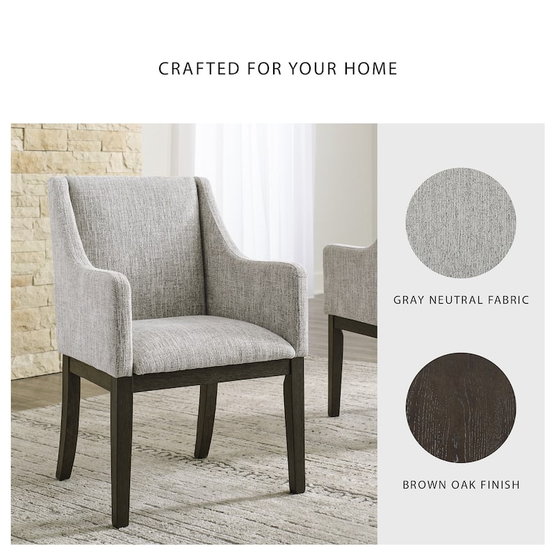 Burkhaus Dark Brown Dining Upholstered Arm Chair, Set of 2 - 21"W x 24"D x 36"H