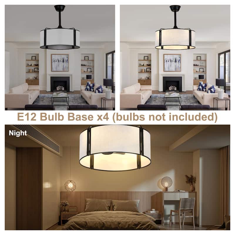 Bella Depot 19" Modern Caged Ceiling Fan with Light Kit and Remote Control 6-Speed Reversible DC Motor - 19”