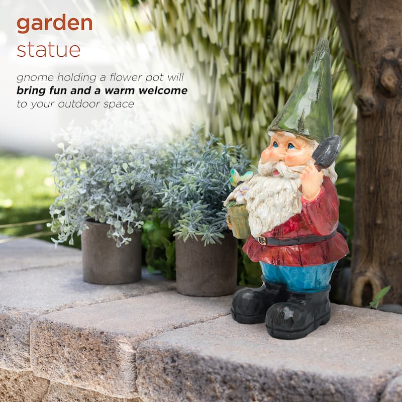 Gnome Folding Hands Looking Up Garden Statue