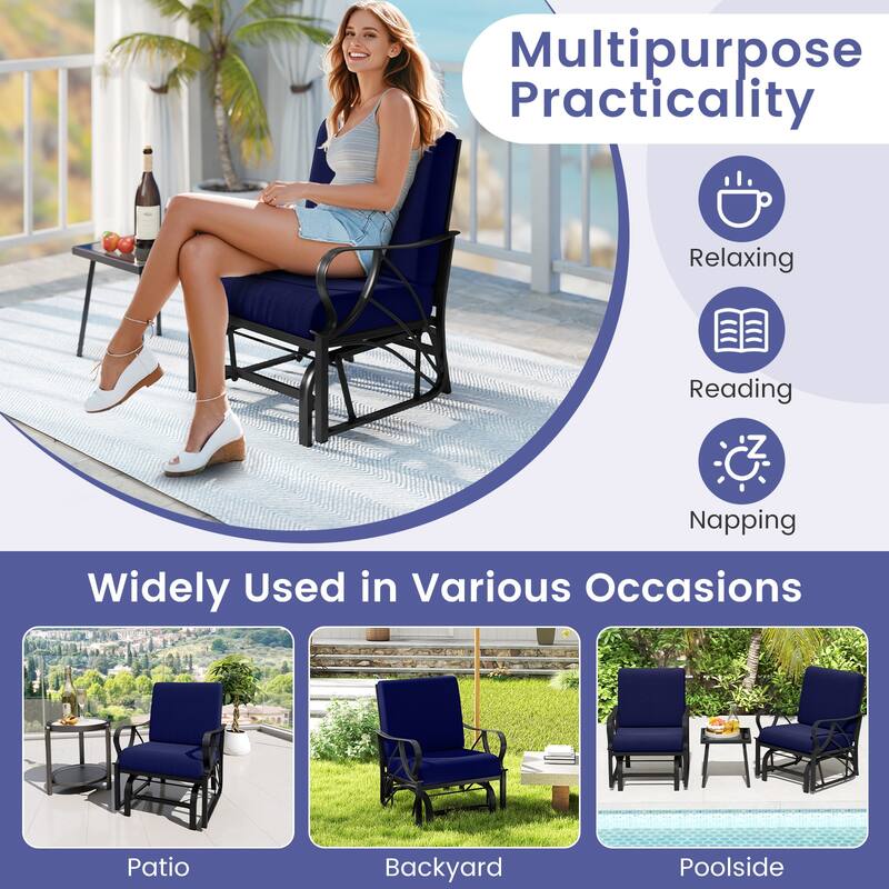 Gymax Patio Glider Chair Single Outdoor Rocking Chair w/ Seat & Back